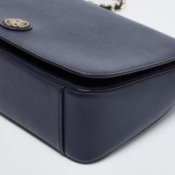 Pre Owned Tory Burch Navy Blue Saffiano Leather Emerson Shoulder Bag