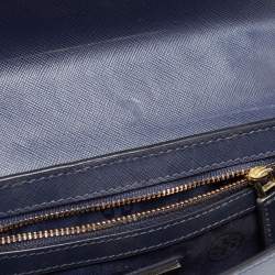 Pre Owned Tory Burch Navy Blue Saffiano Leather Emerson Shoulder Bag
