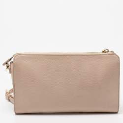 Pre Owned Tory Burch Beige Leather Robinson Crossbody Bag