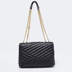 Pre Owned Tory Burch Black Quilted  Leather Kira Shoulder Bag
