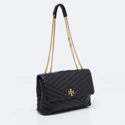 Pre Owned Tory Burch Black Quilted  Leather Kira Shoulder Bag