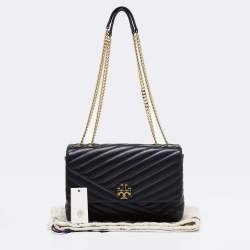 Pre Owned Tory Burch Black Quilted  Leather Kira Shoulder Bag