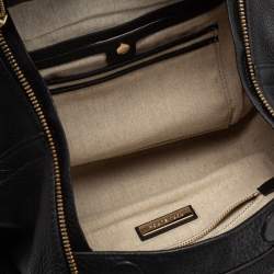 Pre Owned Tory Burch Black Leather Small Half Moon Satchel