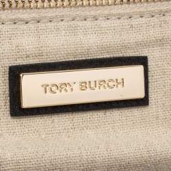 Pre Owned Tory Burch Black Leather Small Half Moon Satchel