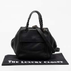 Pre Owned Tory Burch Black Leather Small Half Moon Satchel