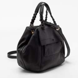 Pre Owned Tory Burch Black Leather Small Half Moon Satchel