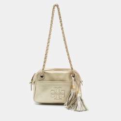 Tory Burch Silver Thea Chain Leather Crossbody Bag