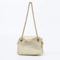 Pre Owned Tory Burch Metallic Gold Leather Thea Chain Crossbody Bag