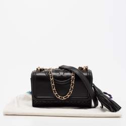 مملوكة مسبقًا حقيبة كتف توري برش فليمينغ كونفيرتيبل جلد مبطن أسود 