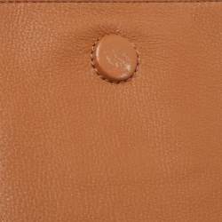 Pre Owned Tory Burch Brown Britten Leather Fold Over Crossbody Bag