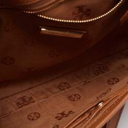 Pre Owned Tory Burch Brown Britten Leather Fold Over Crossbody Bag