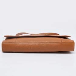 Pre Owned Tory Burch Brown Britten Leather Fold Over Crossbody Bag