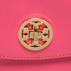Pre Owned Tory Burch Pink Leather Small Robinson Crossbody Bag