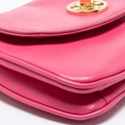 Pre Owned Tory Burch Pink Leather Small Robinson Crossbody Bag