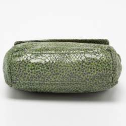 Pre Owned Tory Burch Green/Blue Python Print Patent Leather Shoulder Bag