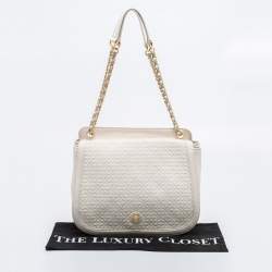 Pre Owned Tory Burch Cream Quilted Leather Bryant Shoulder Bag