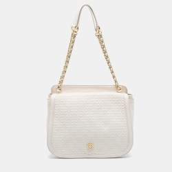 Pre Owned Tory Burch Cream Quilted Leather Bryant Shoulder Bag