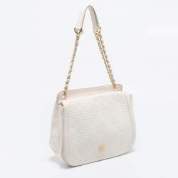 Pre Owned Tory Burch Cream Quilted Leather Bryant Shoulder Bag