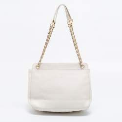 Pre Owned Tory Burch Cream Quilted Leather Bryant Shoulder Bag