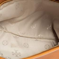 Pre Owned Tory Burch Tan Leather Bombe Reva Clutch