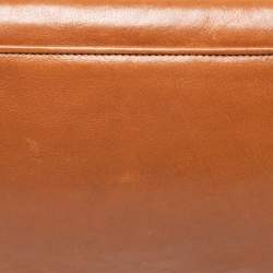 Pre Owned Tory Burch Tan Leather Bombe Reva Clutch