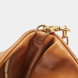 Pre Owned Tory Burch Tan Leather Bombe Reva Clutch