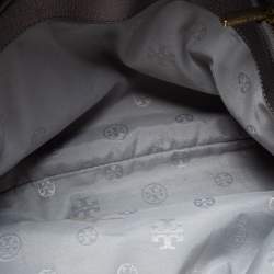 Pre Owned Tory Burch Metallic Grey Leather Marion Tote