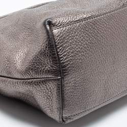 Pre Owned Tory Burch Metallic Grey Leather Marion Tote