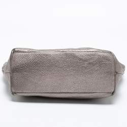 Pre Owned Tory Burch Metallic Grey Leather Marion Tote