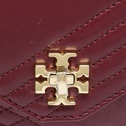 Pre Owned Tory Burch Burgundy Quilted Leather Crossbody Bag