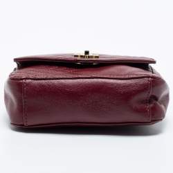 Pre Owned Tory Burch Burgundy Quilted Leather Crossbody Bag