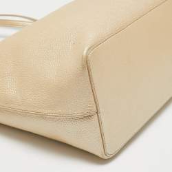 Pre Owned Tory Burch Metallic Beige Leather Perry Tote