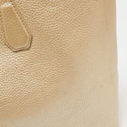 Pre Owned Tory Burch Metallic Beige Leather Perry Tote