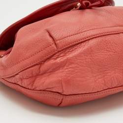 Pre Owned Tory Burch Red/Peach Leather Crossbody Flap Bag