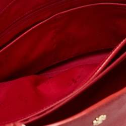 Pre Owned Tory Burch Red Leather Medium York Buckle Tote