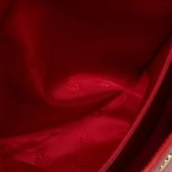 Pre Owned Tory Burch Red Leather Medium York Buckle Tote