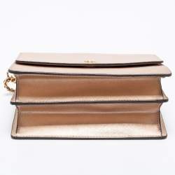 Pre Owned Tory Burch Metallic Rose Gold Leather Robinson Convertible Shoulder Bag