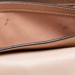 Pre Owned Tory Burch Metallic Rose Gold Leather Robinson Convertible Shoulder Bag