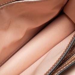 Pre Owned Tory Burch Metallic Rose Gold Leather Robinson Convertible Shoulder Bag