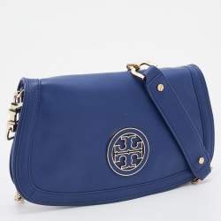 Pre Owned Tory Burch Blue Leather Britten Shoulder Bag