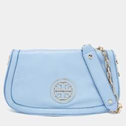 Pre Owned Tory Burch Pale Blue Leather Amanda Crossbody Bag
