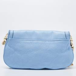 Pre Owned Tory Burch Pale Blue Leather Amanda Crossbody Bag