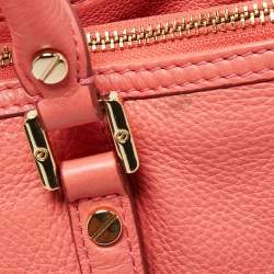 Pre Owned Tory Burch Coral Pink Leather Amanda Tote