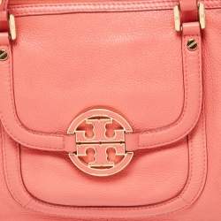 Pre Owned Tory Burch Coral Pink Leather Amanda Tote