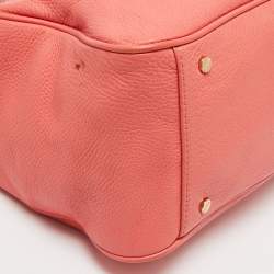 Pre Owned Tory Burch Coral Pink Leather Amanda Tote