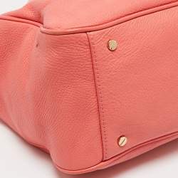 Pre Owned Tory Burch Coral Pink Leather Amanda Tote