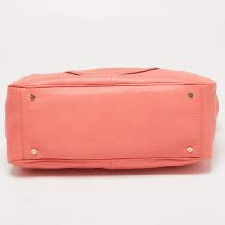 Pre Owned Tory Burch Coral Pink Leather Amanda Tote