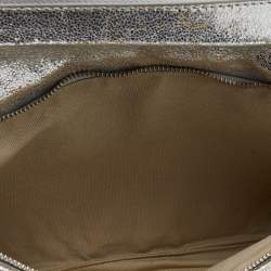 Tory Burch Metallic Silver Leather Reva Chain Clutch