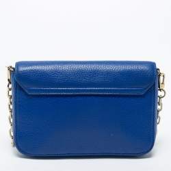 Pre Owned Tory Burch Blue Leather Robinson Chain Crossbody Bag
