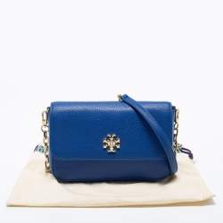 Pre Owned Tory Burch Blue Leather Robinson Chain Crossbody Bag
